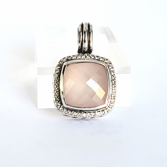 DAVID YURMAN 14mm Albion Rose Quartz Diamond Pendant - Picture 3 of 5